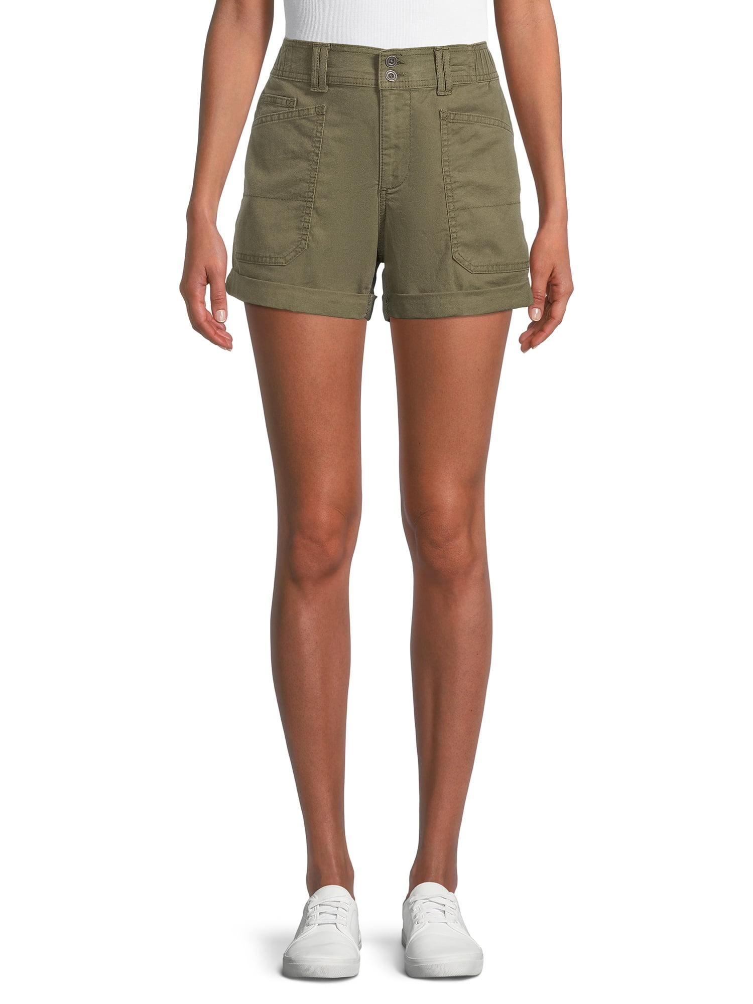 Shop Time and Tru Women's Roll Cuff Utility Shorts - Great Prices Await ...