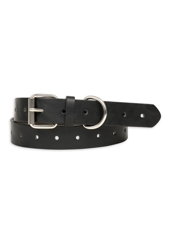 Women's Roller Buckle Faux Leather Belt, Black