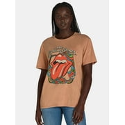 LICENSE Time and Tru Women’s AC/DC Rhinestud Graphic Band Tee with Short Sleeves, Sizes XS-XXXL