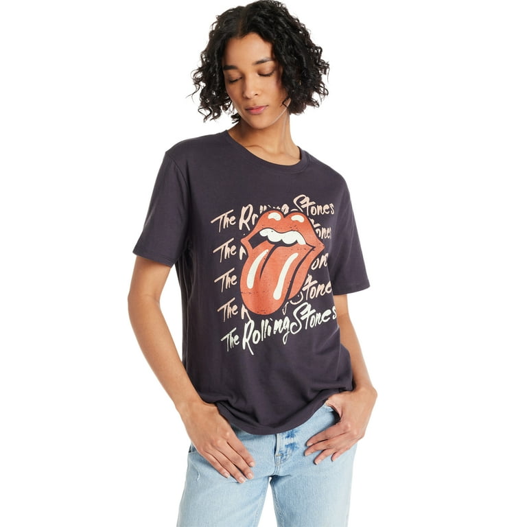 Time and Tru Women's Rolling Stones Graphic Tee with Short Sleeves