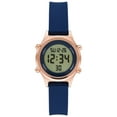 Time and Tru Women's Rose Gold Tone Digital Watch with Navy Silicone