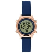 Time and Tru Women's Digital Wristwatch: Rose Gold Tone Round Case, Navy Blue Soft Silicone Band (FMDOTT085)