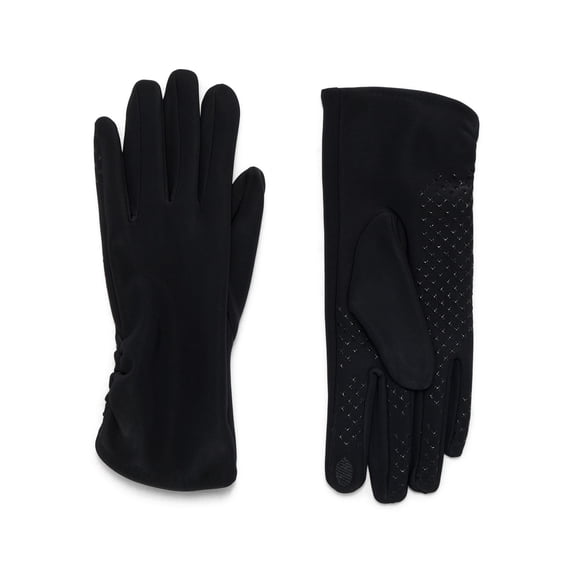 Time and Tru Women's Ruched Driving Gloves, Black Soot, One Size