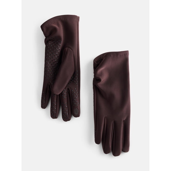Time and Tru Women's Ruched Driving Gloves, Carob, One Size