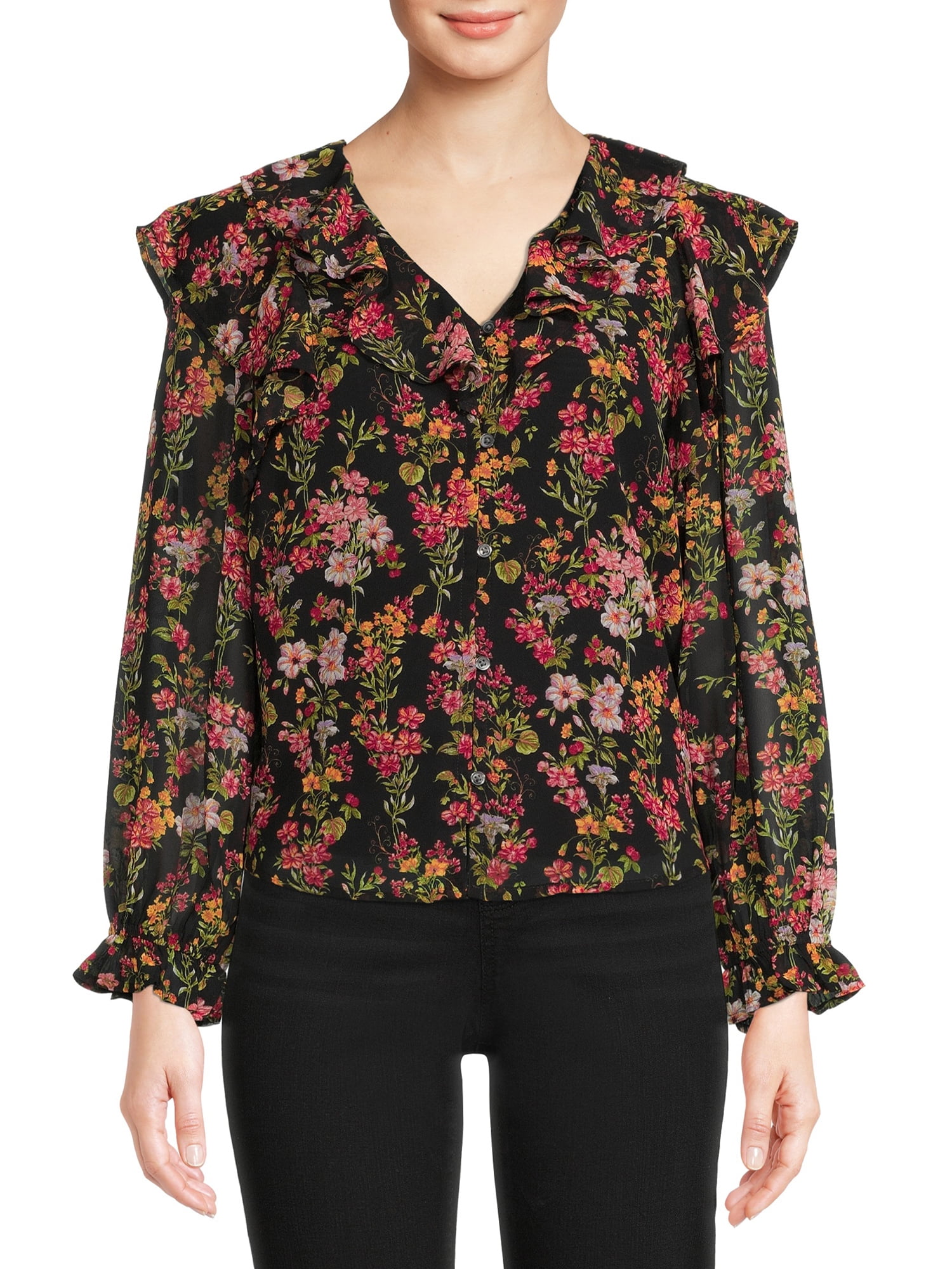 Time and Tru Women's Ruffle Blouse