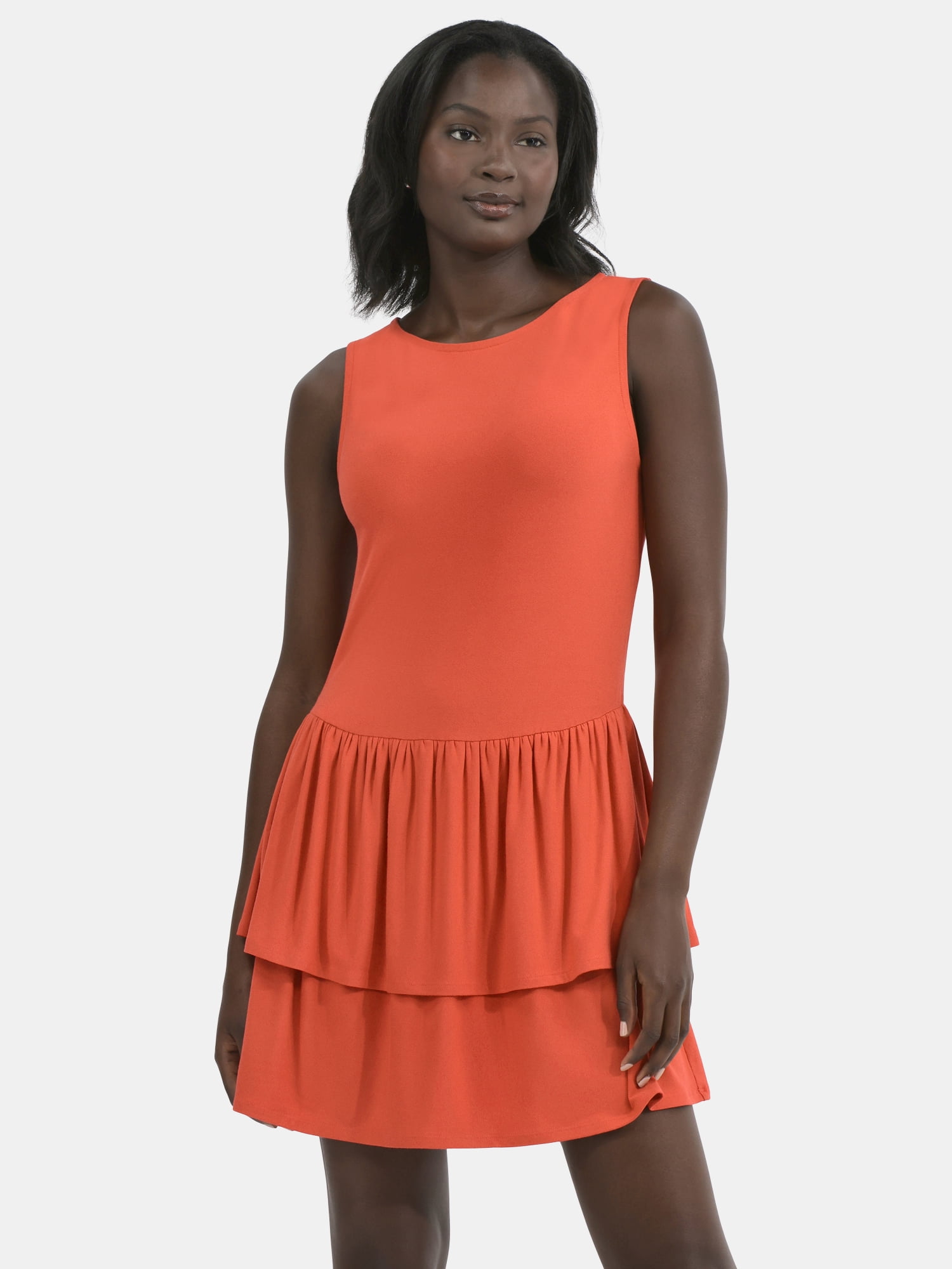 Time and Tru Women's Ruffle Knit Mini Dress, XS-XXXL