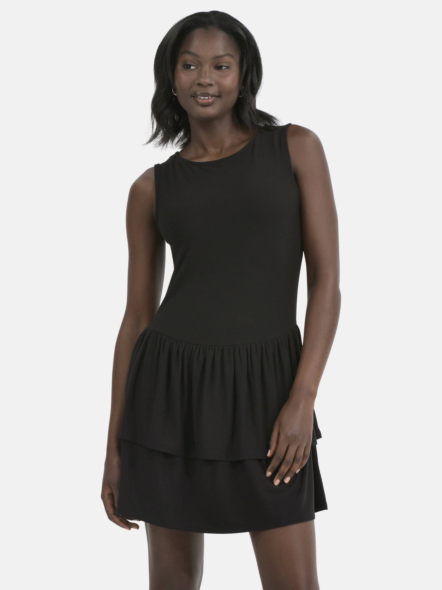Time and Tru Women's Ruffle Knit Mini Dress, XS-XXXL