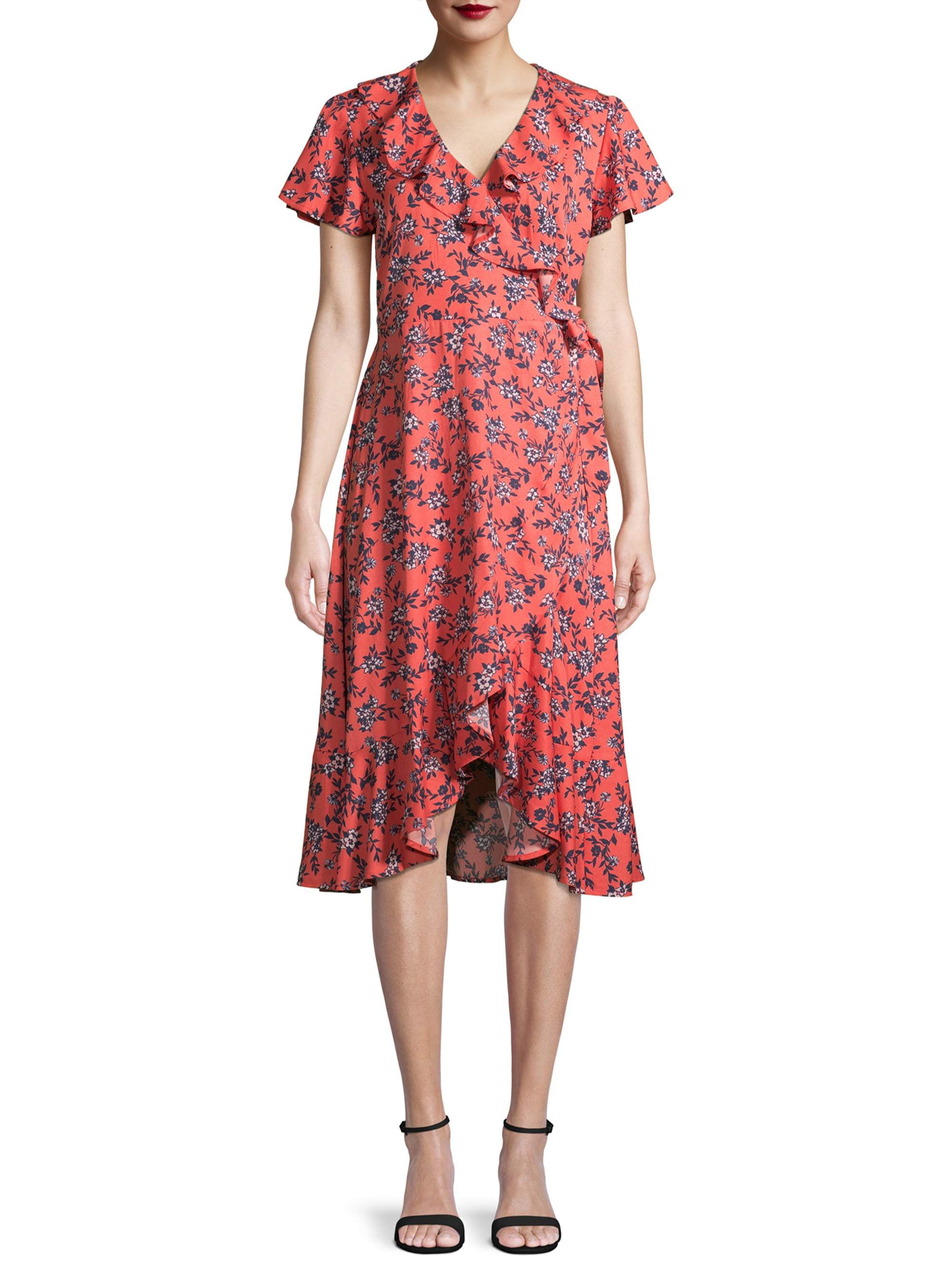 Time and Tru Women's Ruffle Midi Dress - Walmart.com