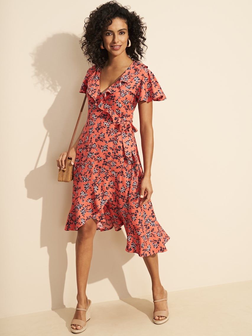 Time and Tru Women's Ruffle Midi Dress - Walmart.com