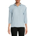 thumbnail image 1 of Time and Tru Women's Ruffle Sleeve Button Front Blouse, 1 of 5