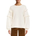 thumbnail image 1 of Time and Tru Women's Ruffle Sleeve Sweatshirt, Sizes XS-3XL, 1 of 5