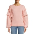 thumbnail image 1 of Time and Tru Women's Ruffle Sleeve Sweatshirt, Sizes XS-3XL, 1 of 5