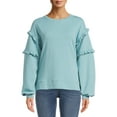 thumbnail image 1 of Time and Tru Women's Ruffle Sleeve Sweatshirt, Sizes XS-3XL, 1 of 5