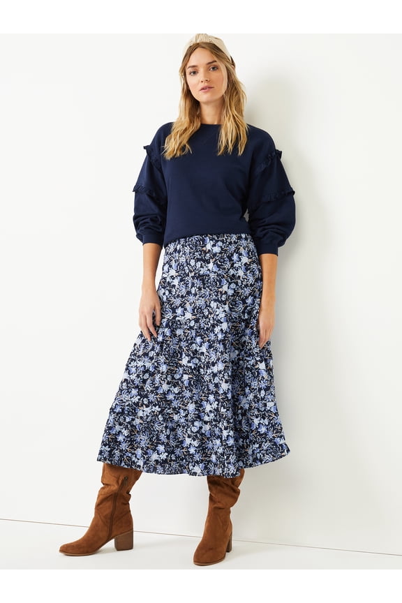 Women's Ruffle Sleeve Sweatshirt, Sizes XS-3XL