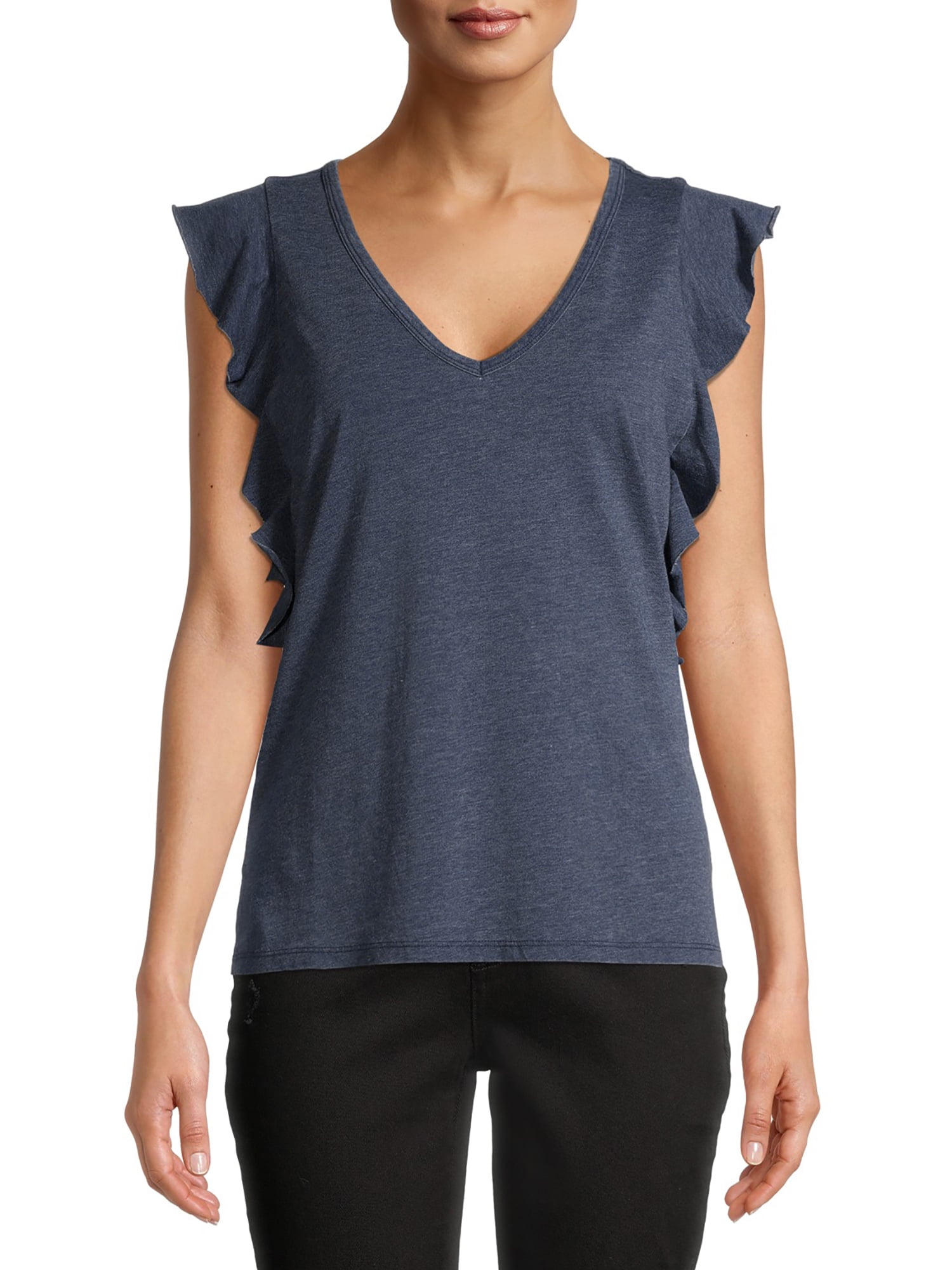 Time and tru ruffle 2025 sleeve top
