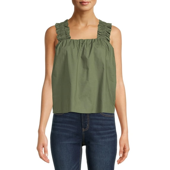 Time and Tru Women's Ruffle Strap Top