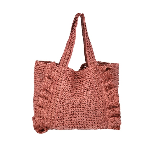 Time and Tru Women's Ruffle Tote Bag, Bronze