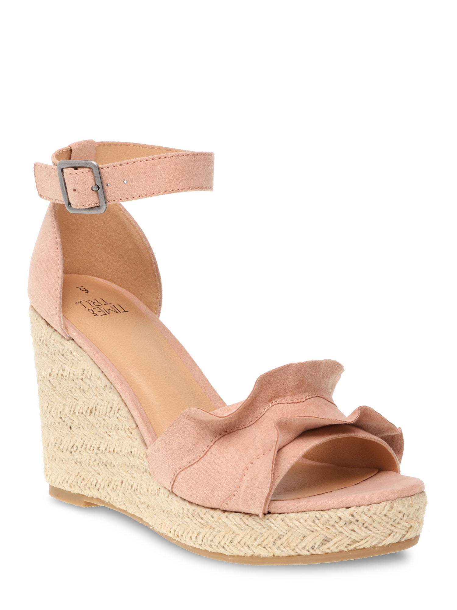 Time and Tru Women s Ruffle Wedge Walmart