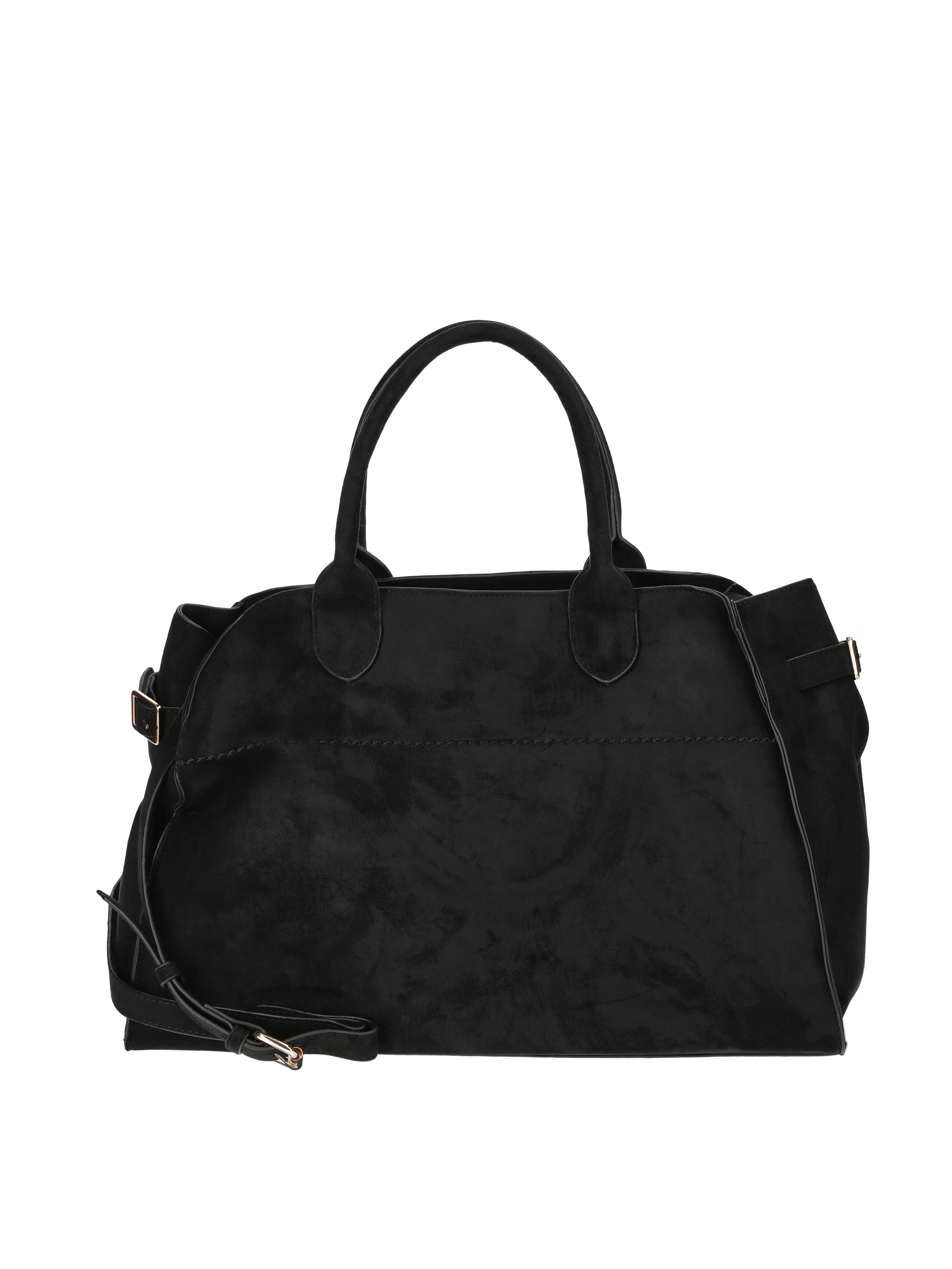 Time and Tru Women's Sage Satchel Soft Faux Suede Tote Bag, Black
