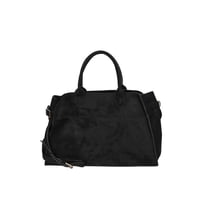 Time and Tru Women's Sage Satchel Soft Faux Suede Tote Bags (Black)