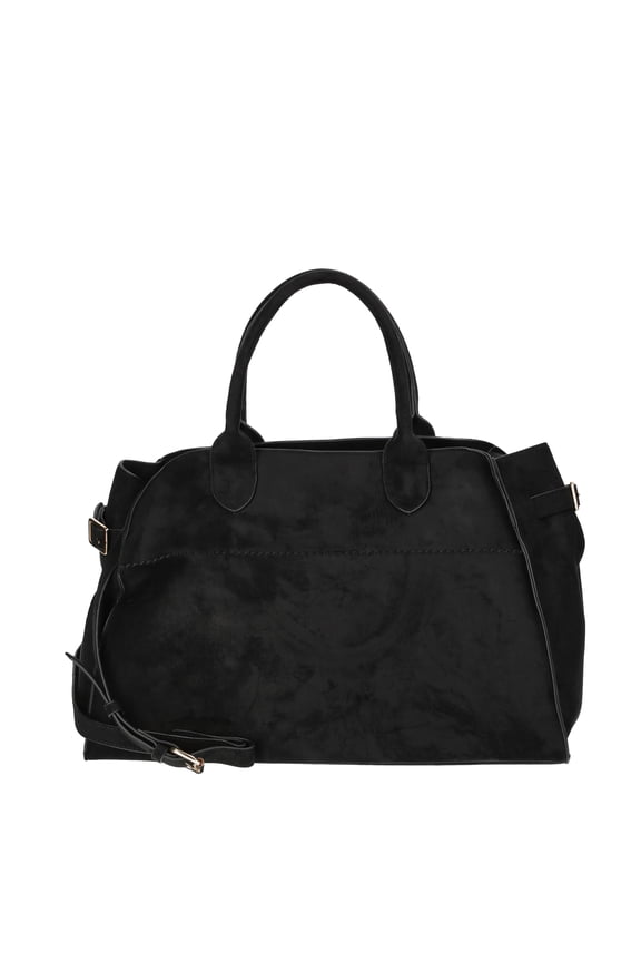 Women's Sage Satchel Soft Faux Suede Tote Bag, Black