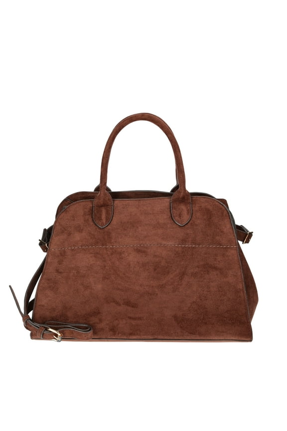 Women's Sage Satchel Soft Faux Suede Tote Bag, Chocolate