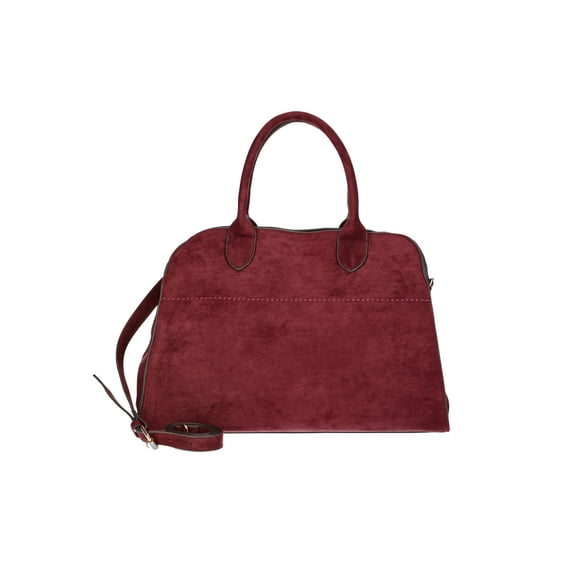 Time and Tru Women's Sage Satchel Soft Faux Suede Tote Bag, Wine