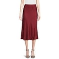 thumbnail image 1 of Time and Tru Women's Satin Midi Skirt with Side Slit, Sizes XS-XXXL, 1 of 6