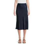 Time and Tru Women's Satin Midi Slip Skirt, Sizes XS-XXXL