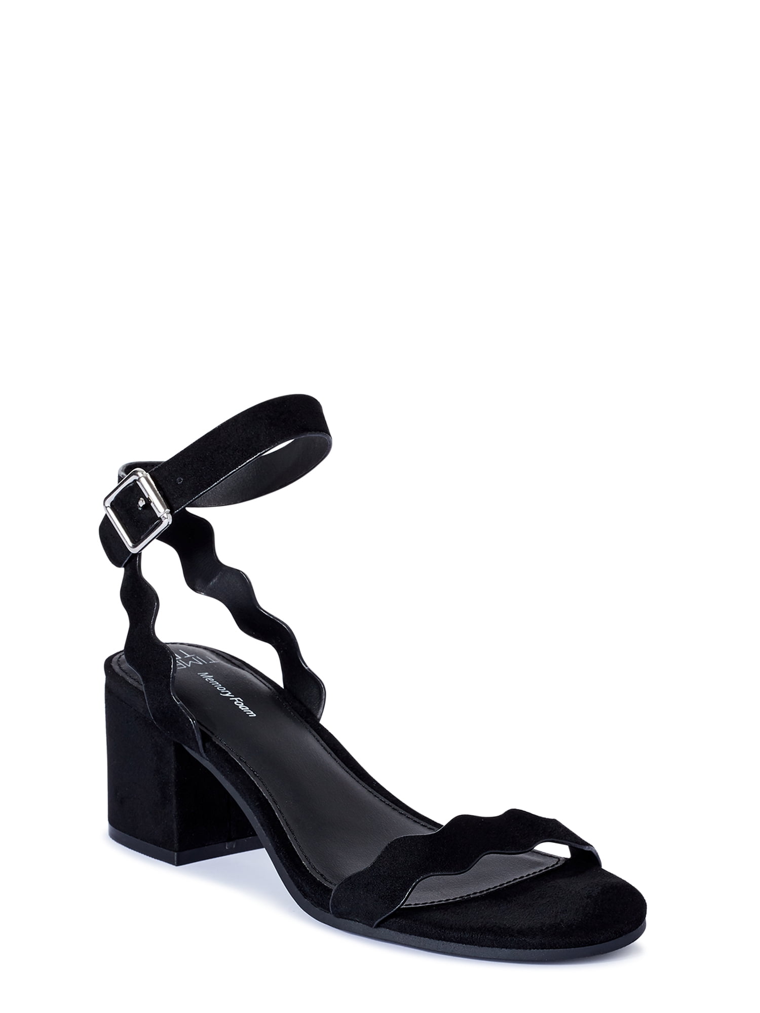 Time and Tru Women's Scalloped Block Heel Sandals - Walmart.com
