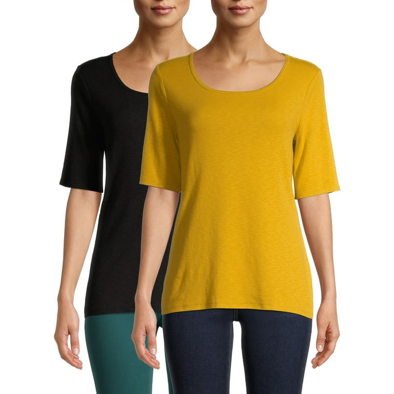 time and tru scoop neck elbow sleeve tee
