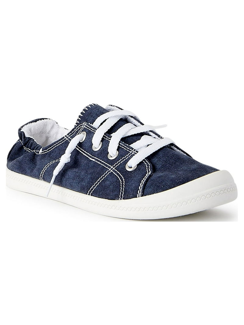 Time and Tru Women's Canvas Slip-On Sneakers with Scrunch Back and