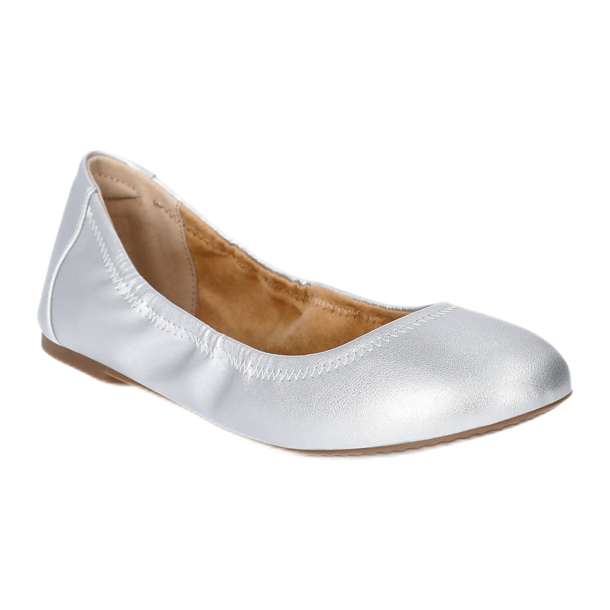 Time and Tru Women's Scrunch Ballet Flats, Wide Width Available