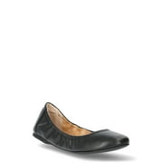Time and Tru Womens Scrunch Ballet Flats, Wide Width Available