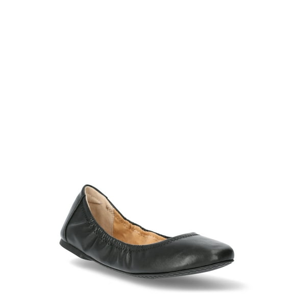 Time and Tru Women's Scrunch Ballet Flats, Wide Width Available