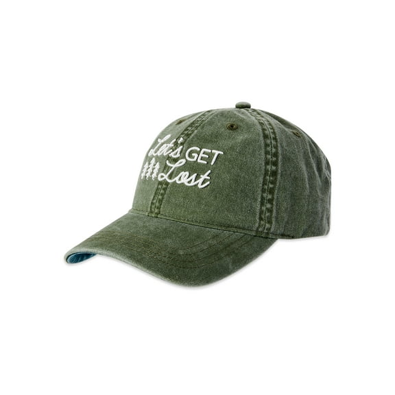 Time and Tru Women's Sea Turtle Embroidered Let’s Get Lost Washed Cotton Twill Baseball Hat Sea Turtle