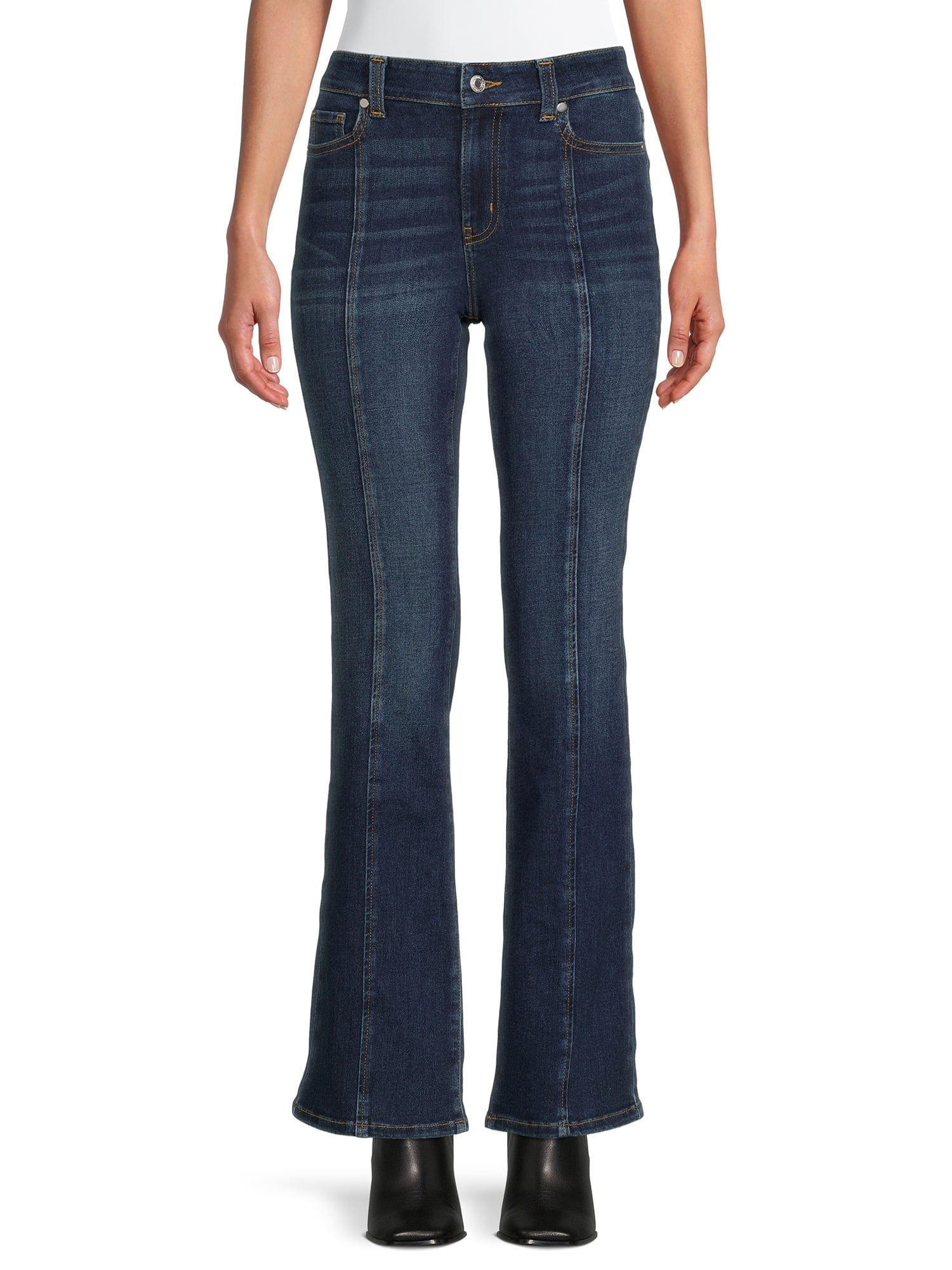 Time and Tru Women's Seamed Flare Jeans, Petite