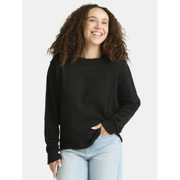 Time and Tru Women's Seamed Sweater with Long Sleeves, Midweight, Sizes XS-XXXL