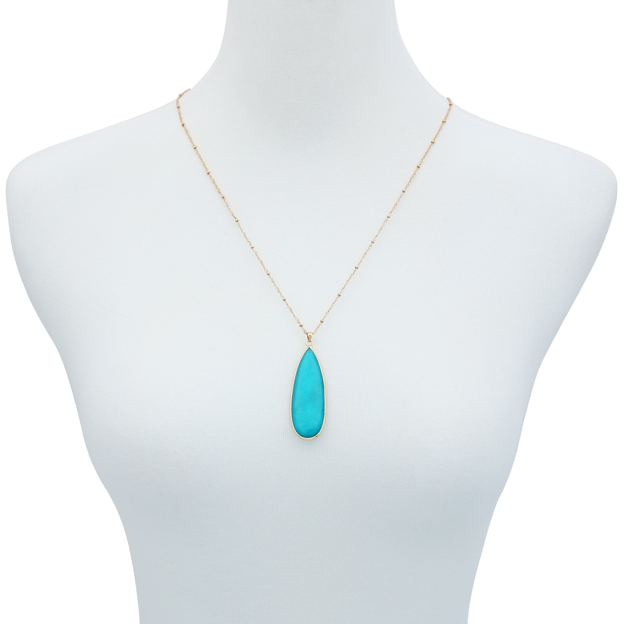 Time and Tru Women's SemiPrecious Mint Teardrop Stone Pendant Necklace