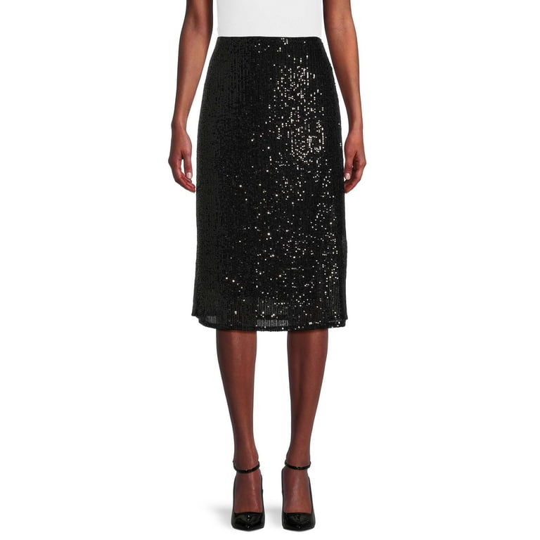 Black sequin skirt xxl hot sale