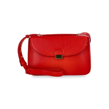 Time and Tru Women's Seraphina Faux Leather Crossbody Handbag, Red