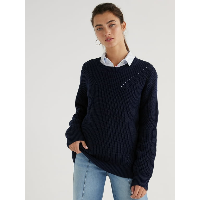 Time and Tru Women s Shaker Knit Sweater Midweight Sizes XS XXXL