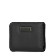 Time and Tru Women's Sharon Two Fold Wallet Vinyl Solid Black