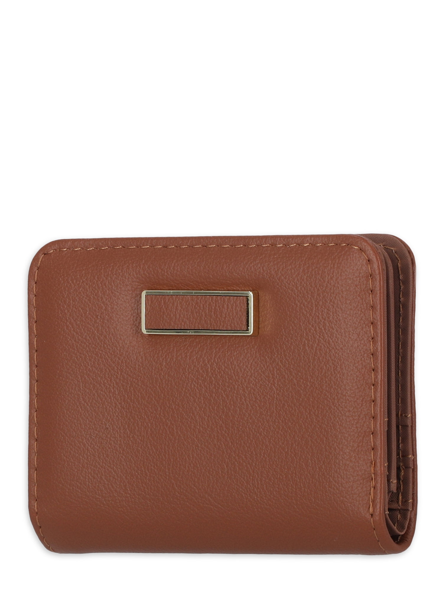 Time and Tru Women's Sharon Two Fold Wallet Vinyl Solid Brown - Walmart.com