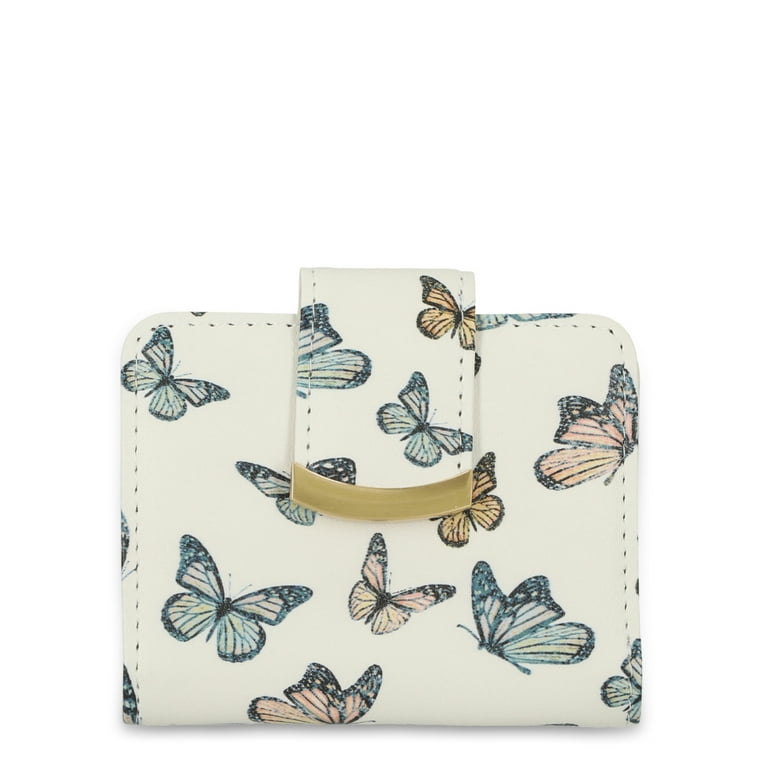 Time and Tru Sharon Coin Pocket Women s Traditional Bifold Wallet Butterfly Print Walmart