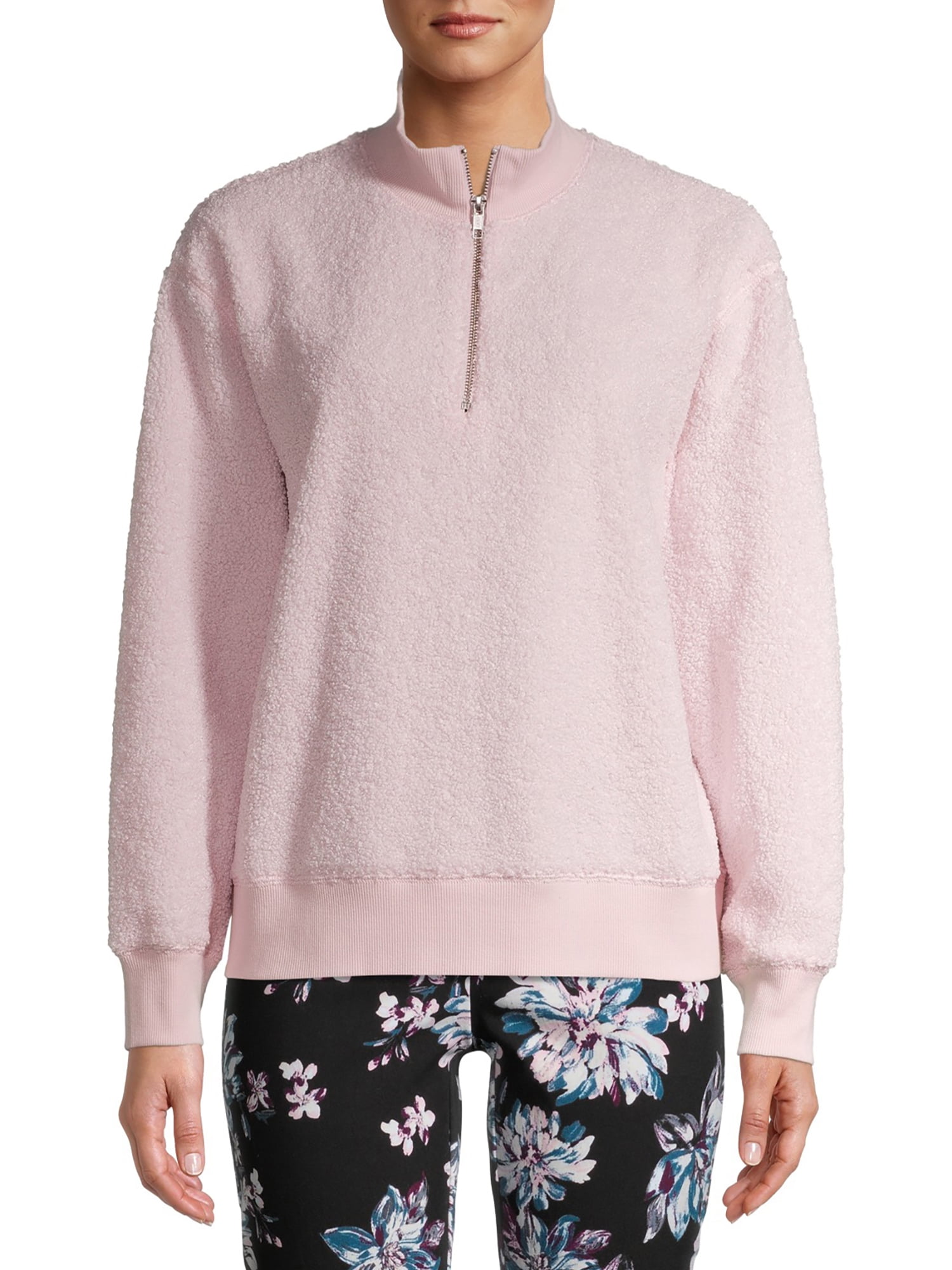 Time and Tru Women's Sherpa Quarter Zip Sweater