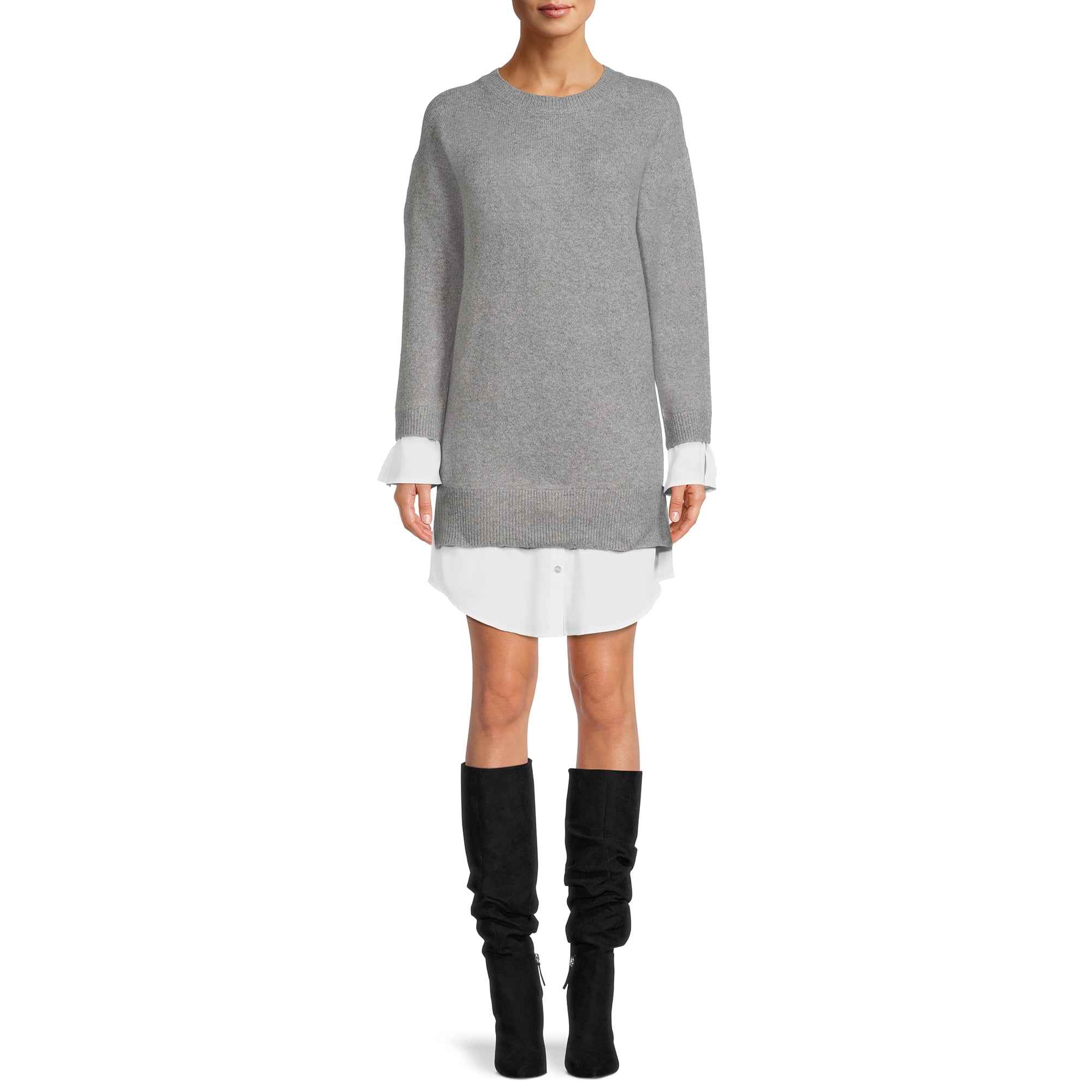 Time and Tru Women's Shirttail Sweater Dress - Walmart.com