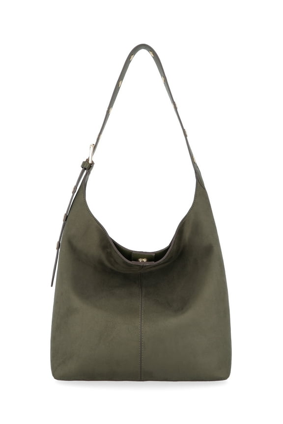Women's Shively Faux Suede Bucket Handbag, Dark Olive