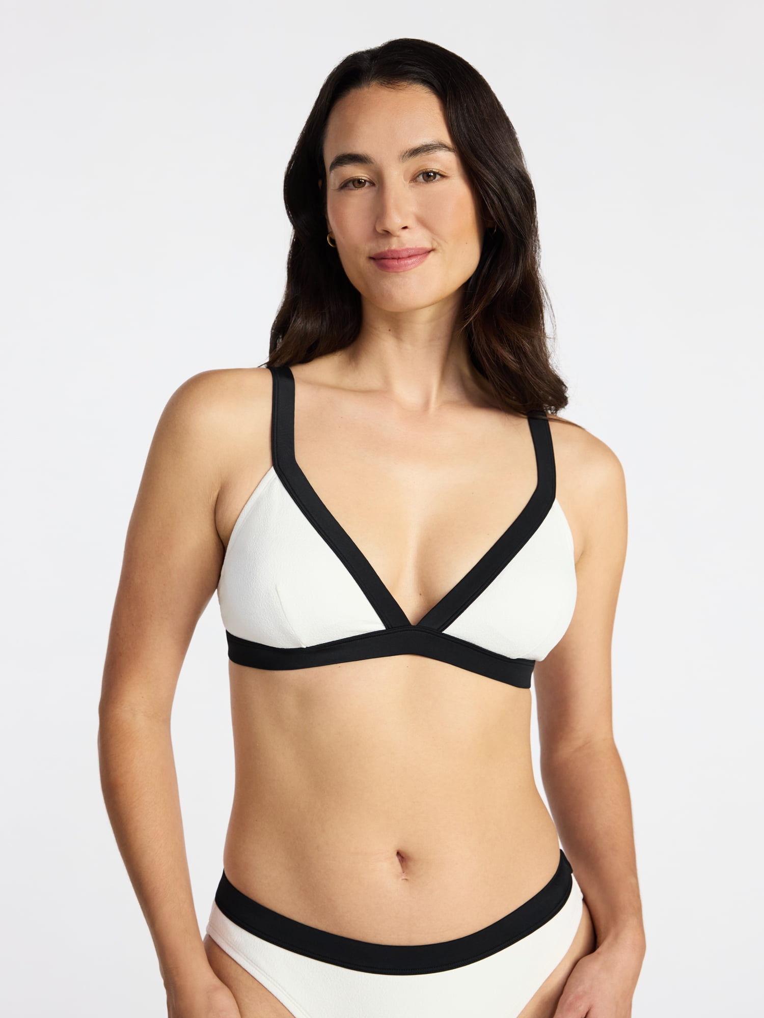 Time and Tru Women's and Women's Plus Size Contrast Banded Bikini Top, Sizes XS-3X