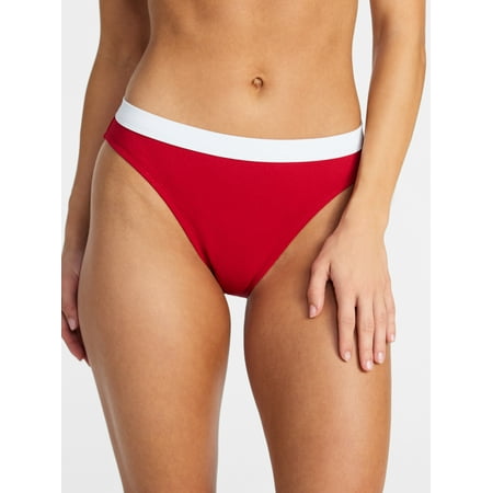 Time and Tru Women's Contrast Banded Bikini Bottoms, Sizes XS-3X